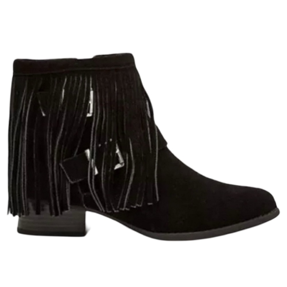 BCBGeneration Capricorn Black Suede Fringed Leather Ankle Boots Size 6M